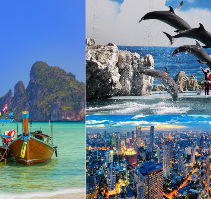 Phuket Pattaya Bangkok 8 Days Tour Package – featuring Phuket beaches, Phi Phi Island snorkeling, Pattaya Coral Island, Alcazar Show, Bangkok temples, and Safari World for a complete Thailand travel experience.