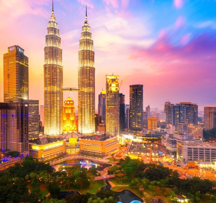 Kuala Lumpur skyline with Petronas Twin Towers at night
